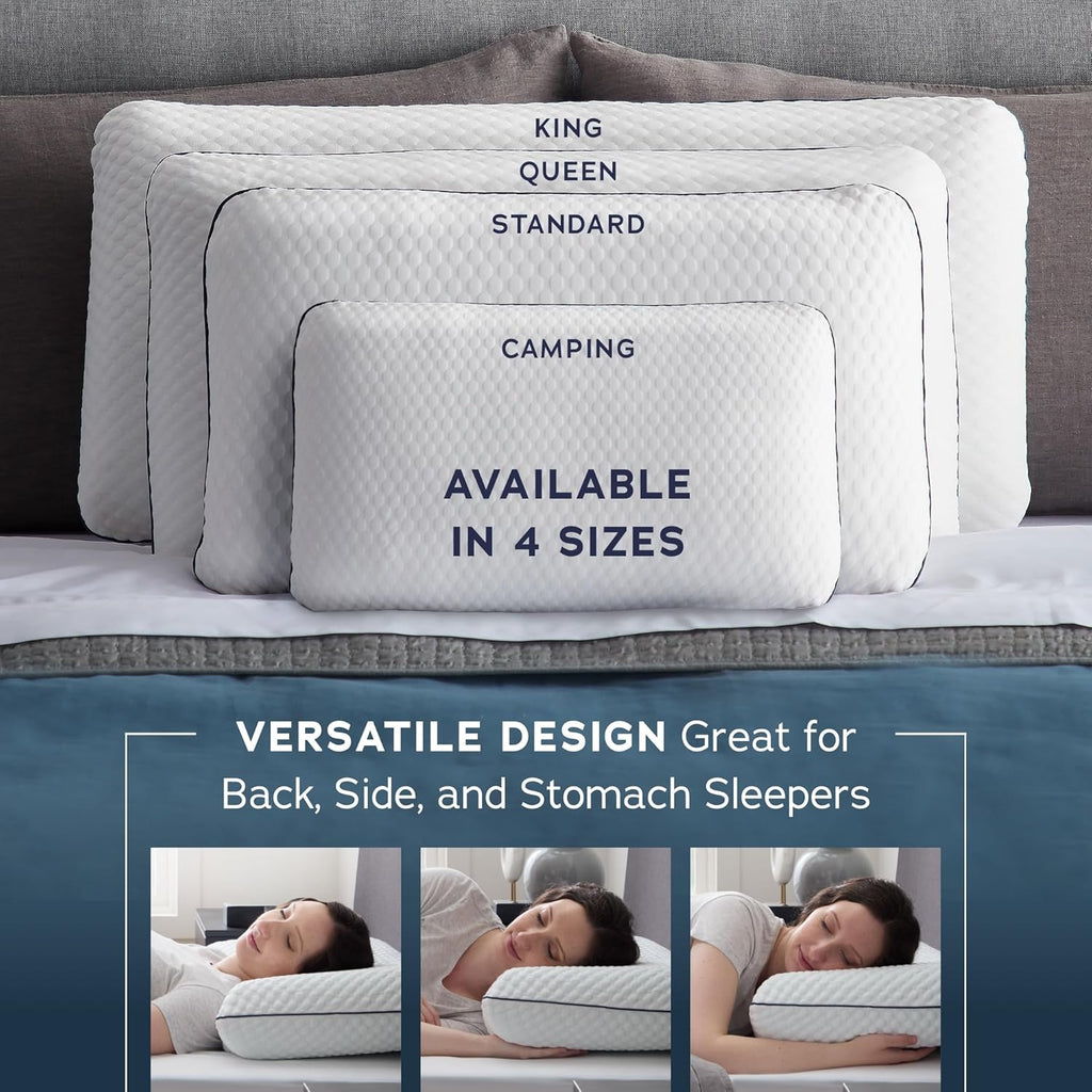 WEEKENDER Gel Memory Foam Pillow - Queen Size - 2-Pack - Medium Plush Feel - Neck & Shoulder Support - For Back, Side, & Stomach Sleepers - Home, Hotel, & Hospital Essentials