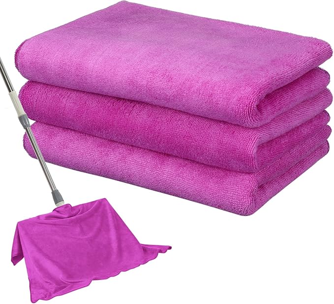 Newwiee 3 Pcs Extra Large Microfiber Cleaning Cloth 30" x 20" Washable Reusable Microfiber Towel Streak Free Lint Free Cloth for Cleaning Home Glass Office Window Bathrooms (Purple)