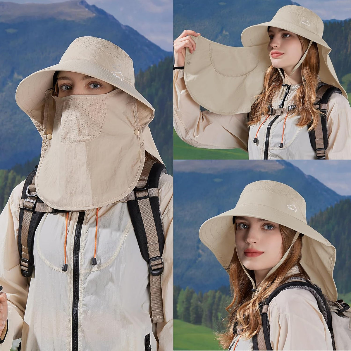 Sun Hat for Men Women with Neck Flap,UPF 50+ UV Protective Hiking Fishing Hats,Wide Brim Sun Hat for Women&Men