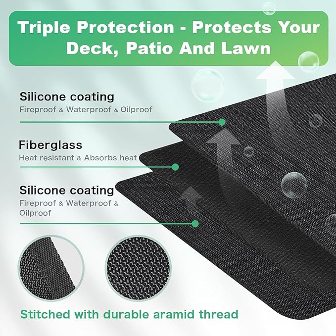 Large 90 x 52 inches Under Grill Mats for Outdoor Grill | Double-Sided Fireproof | Waterproof | Oil-Proof | Easy to Clean | Indoor Fireplace/Fire Pit Mat | Quality BBQ Mat for Deck Patio