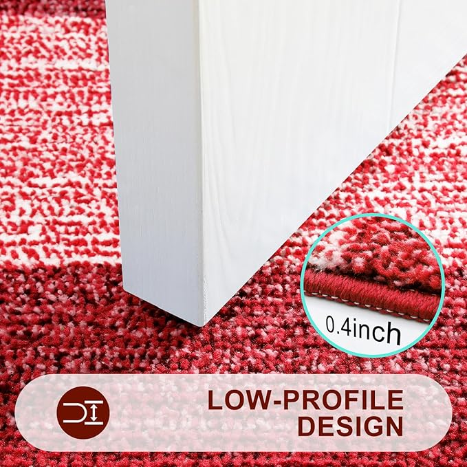 Kitinjoy Indoor Outdoor Door Mat, 30x17 Non-Slip Absorbent Dirt Trapper, Low-Profile Washable Inside Entrance Front Floor Mat, Sturdy Soft Entry Doormats for Entryway, Burgundy