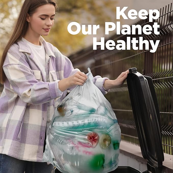 ToughBag 40-42 Gallon Trash Bags, 2.5 Mil Contractor Bags, Heavy Duty Large Trash Can Liners, Recycling Trash Bags, 33 x 48" (50 COUNT/CLEAR) - Made in USA