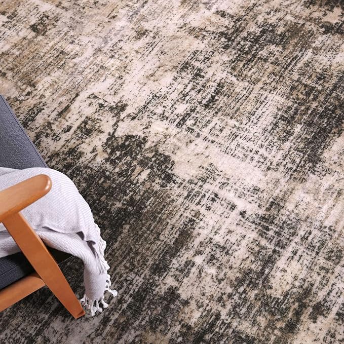 IOHOUZE Abstract Runner Rug 2x8 Ft Washable Runners for Hallways, Non Slip Kitchen Runner Printed Faux Wool Entryway Runner Indoor, Modern Abstract Floor Carpet for Hall Kitchen Bedroom, Brown/Rust