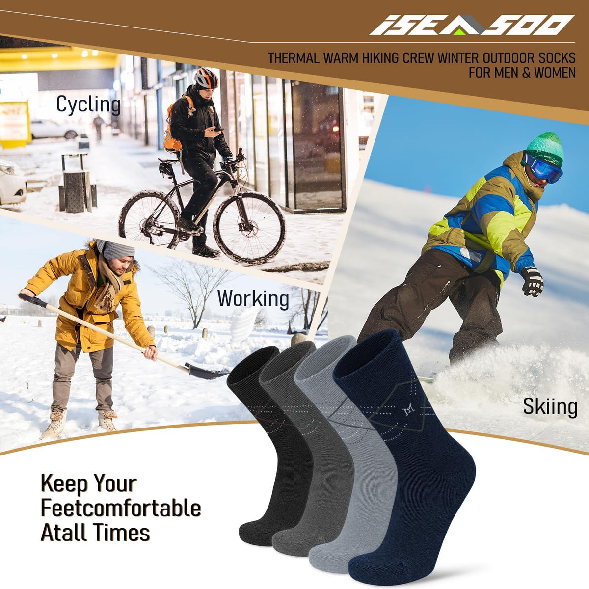 Iseasoo Copper Compression Socks for Men & Women – Plantar Fasciitis Relief, Ankle Support & Circulation – Running & Recovery