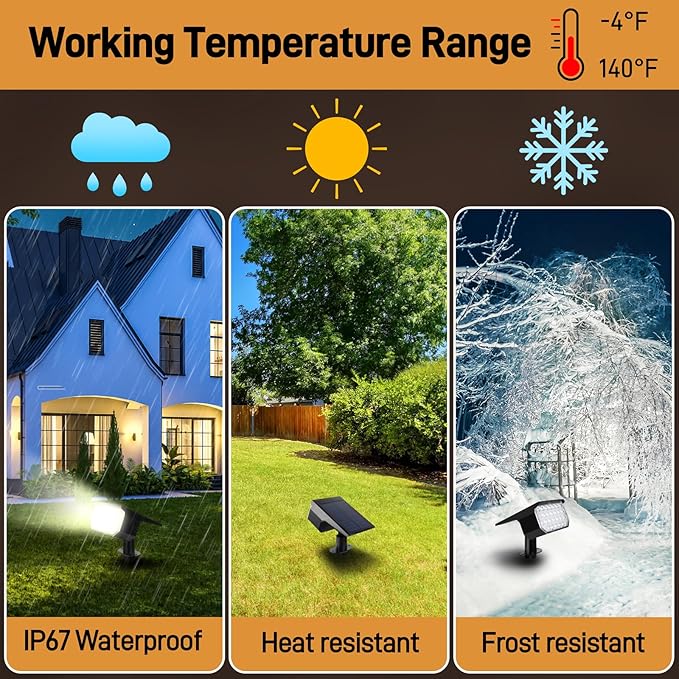 Solar Lights Outdoor Waterproof IP65, 7 Lighting Modes Color Changing 26 LED