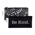 Bumkins Reusable Snack Bags, for Kids School Lunch and for Adults Portion, Washable Fabric, Waterproof Cloth Zip Bag, Supplies Travel Pouch, Food-Safe Storage, 2-pk Born This Way Be Kind