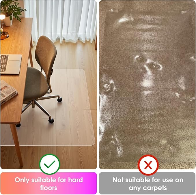 Azadx Office Chair Mat for Hardwood Floor 36 x 48'', Clear Desk Chair Mat for Wood Floor Heavy Duty, Office Mat Plastic Protector for Hard Surface Floors