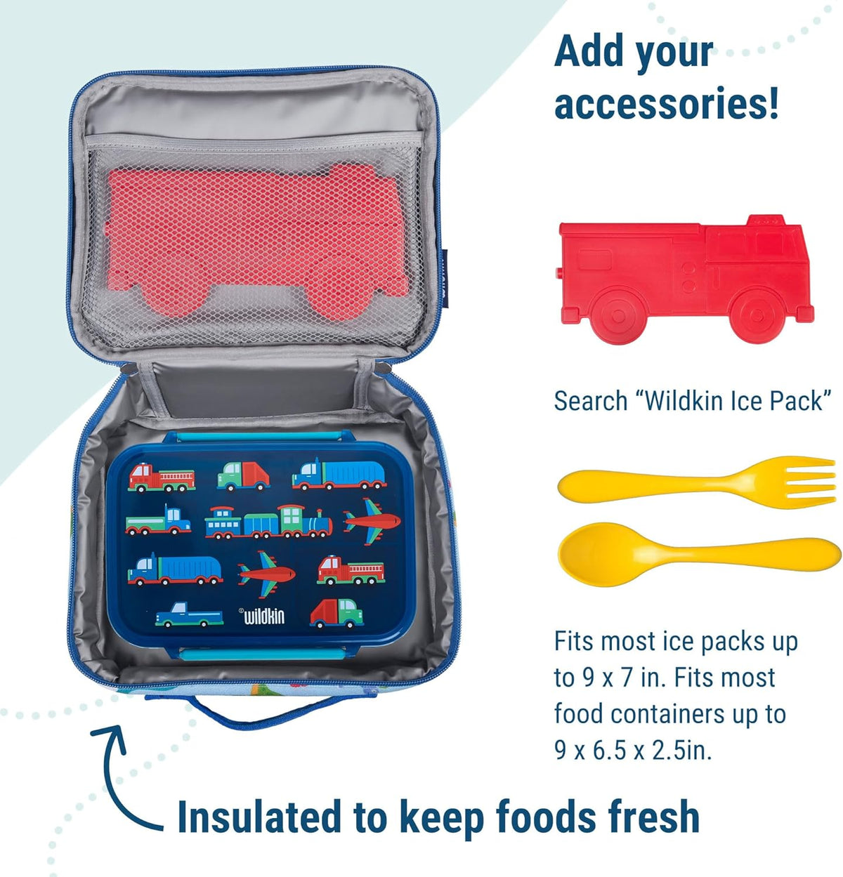 Wildkin Kids Insulated Lunch Box – Durable and Reusable for School & Travel - Modern Construction