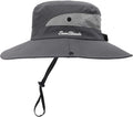 Womens Summer Sun Hat Beach Hat Wide Brim Outdoor UV Protection Hat Foldable Cool Mesh Ponytail Bucket Hat
