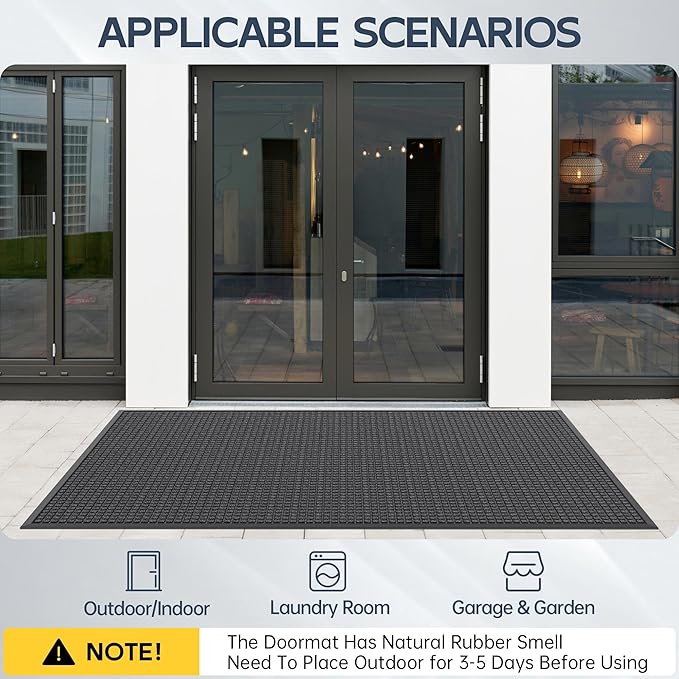 Amyracel Outdoor Indoor Door Mat for Entryway, 24"x72" All Season Weather Outside Door Mat, Low Pile Heavy Duty Rubber Backing Doormat, Stain and Fade Resistant, Inside Door Mats for Home Entry Floor