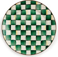 MACKENZIE-CHILDS Enamel Charger Plate, Charger Decoration for Dinner Plates or Home Decor, 12 Inches, Green-and-White Emerald Check