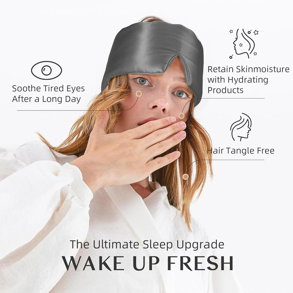 Silk Sleep Mask for Women and Men, Side Sleeper, 22 Momme Pure Mulberry Silk Total Blackout 100% Mulberry Eye Mask with Adjustable Headband Full Size, Eye Masks for Sleeping and Travel