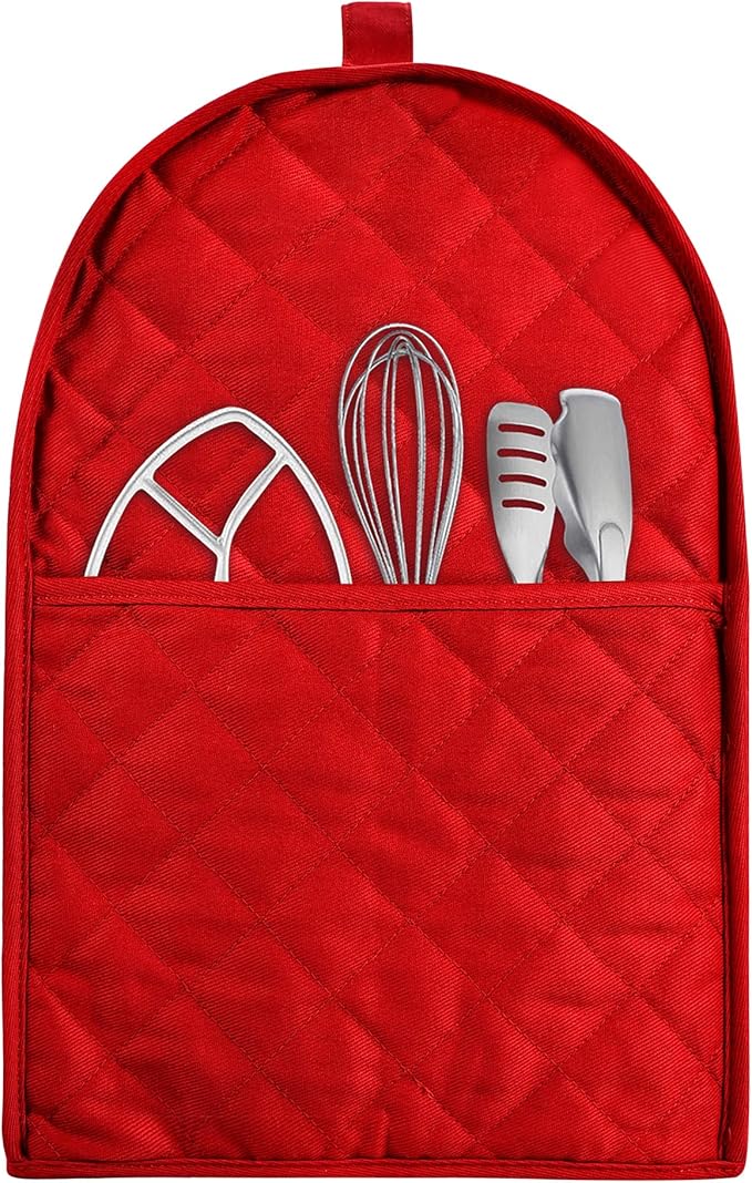 Stand Mixer Cover compatible with Kitchenaid Mixer, Fits All Tilt Head & Bowl Lift Models,The Fabric Is Pure Cottot,Fine, Soft, Not Easy to Fade, Not Easy To Pilling. (Fits for 6-8 Quart, Red)