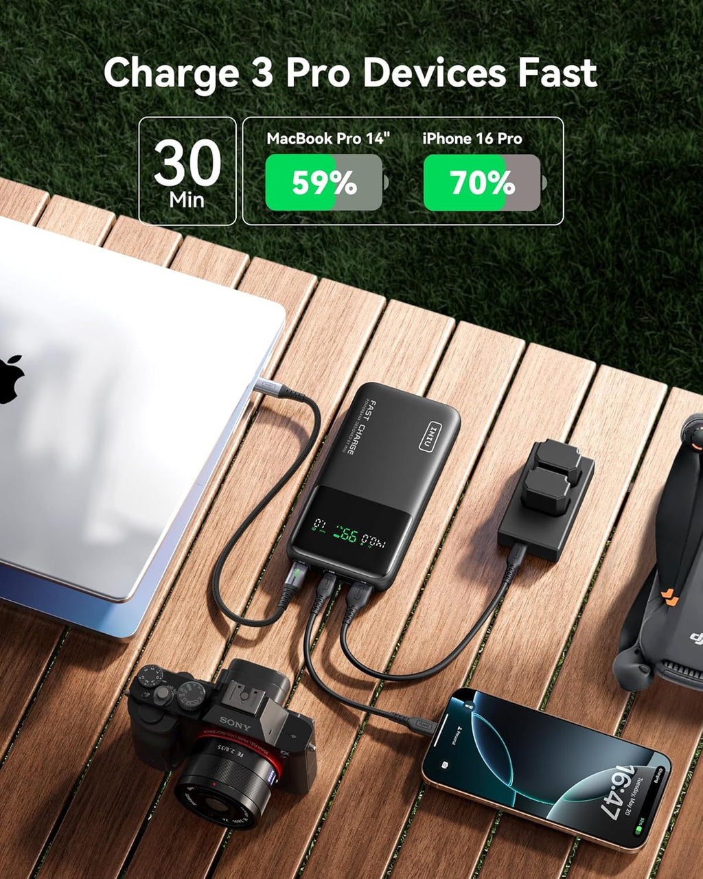 INIU 140W Power Bank, 27000mAh High Capacity Laptop Portable Charger, USB C in&Out Tablet Powerbank, Digital Display Phone Charger, Travel Charger Compatible with iPhone 16, iPad, MacBook, Laptop etc.