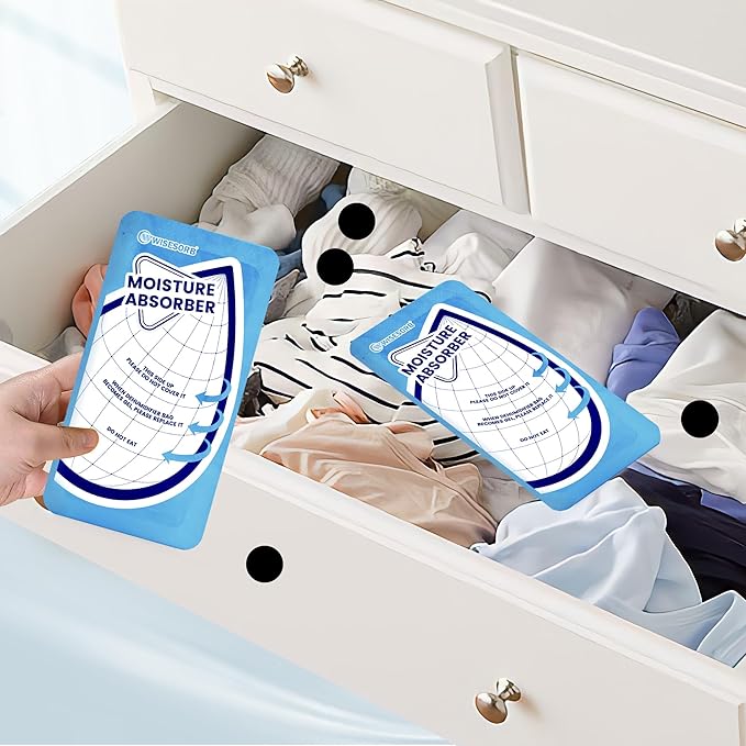 25 Gram Moisture Absorbers, 30 Packs Dehumidifier Bags for Bathrooms, Basements, Rvs, Paper Packing Premium White Granule Humidity Packets Perfect for Closet