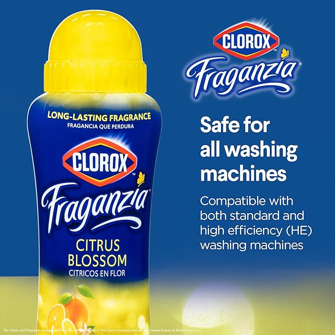 Clorox Fraganzia Laundry Scent Booster Crystals in Citrus Blossom Scent - Scented In-Wash Freshener Beads for Fresh, Clean, Great Smelling Clothes and Linens, 18 Oz - 2 Pack