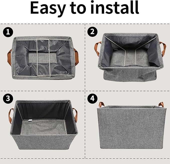 GRANNY SAYS Storage Baskets for Shelves, Closet Organizer Bins, Clothes Storage Bins with Metal Frame, Extra Large Baskets for Organizing and Storage, Collapsible, Gray, 2-Pack