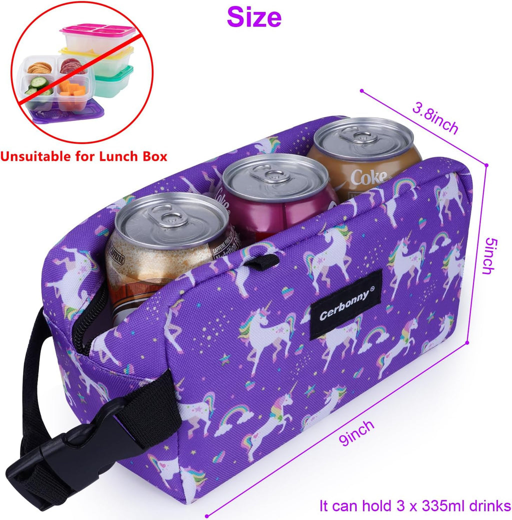 Cerbonny Small Cooler Bag Freezable Lunch Bag for Work School Travel,Small Lunch Bag,Small Insulated Bag For Kids/Adults,Freezer Lunch Bags,Mini Lunch Bag Fit For Yogurt,Suit for 3+(purple unicorn)