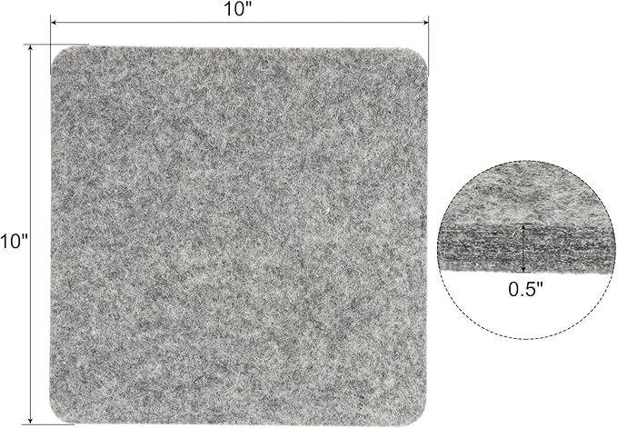 PATIKIL Wool Pressing Mat, 10" x 10" Wool Ironing Pad Blanket 0.5" Thickened Heat Resistant Quilting Ironing Pad for Quilters Sewing Craft, Grey