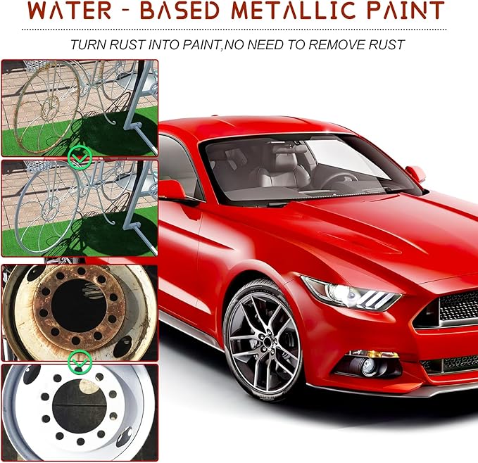 Water-Based Metallic Paint,Rust Removal Converter Metallic Paint,Rust Remover Converter for Metal, Car Anti Rust Paint Chassis Universal Rust Removal Converter with Brush (White)