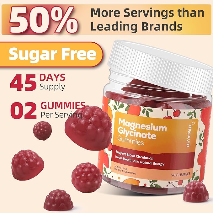 90 Count Magnesium Glycinate Gummies 400mg w/Ashwagandha Supplement - Sugar Free Zinc Magnesium Glycinate Supplement Ashwagandha Gummies for Adults
