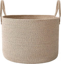 Woven Blanket Basket,115L Large Rope Storage Bin with Handles, Organizer for Blankets Toys Book and Clothes, Laundry Basket for Living Room Bedroom Nursery,Oatmeal