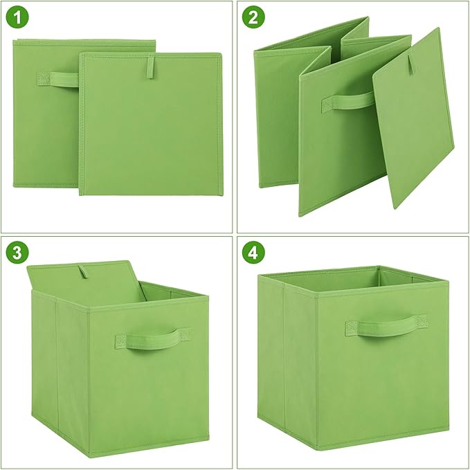 Stero 13x13x13 Inch Fabric Storage Bins 6 Pack Fun Colored Durable Storage Cubes with Handles Foldable Cube Baskets for Home, Kids Room, Closet and Toys Organization Orange-Multi Colors-1