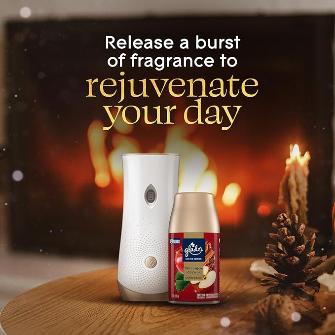 Glade Automatic Spray Refill, Warm Apple & Spices, Scented Air Freshener for Home and Bathroom, 6.2 Oz, 2 Count