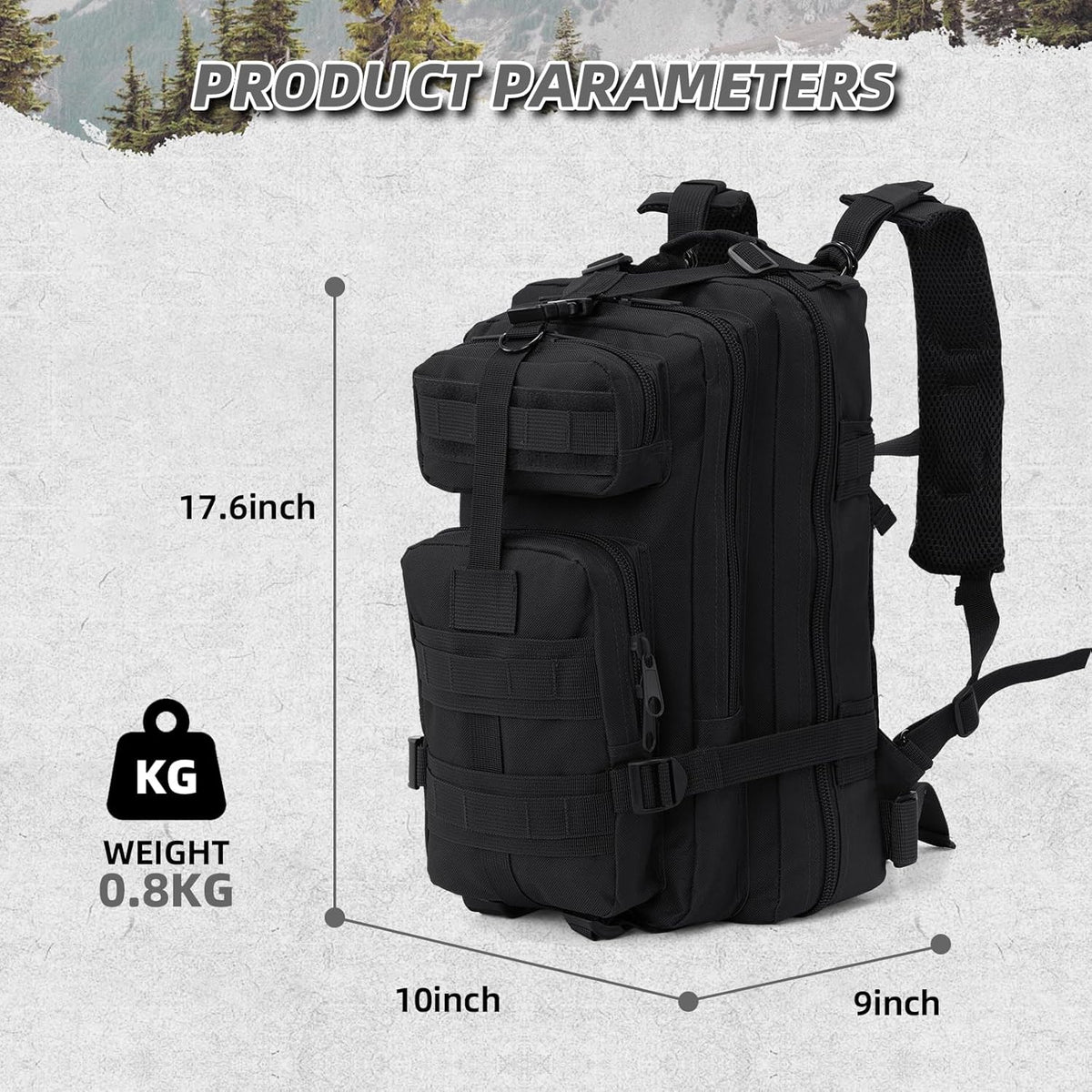 Small Military Tactical Backpack, 30L Tactical Assault Bag for Men, Army Assault Rucksack GYM Hiking Backpack Bug Out Bag Black