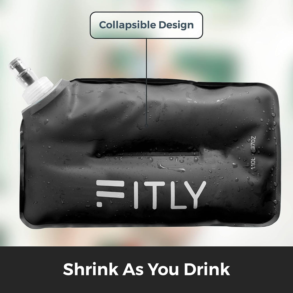Soft Flask - Shrink As You Drink Soft Water Bottle for Hydration Pack - Folding Water Bottle Ideal for Running, Hiking, Cycling, Climbing & Rigorous Activity