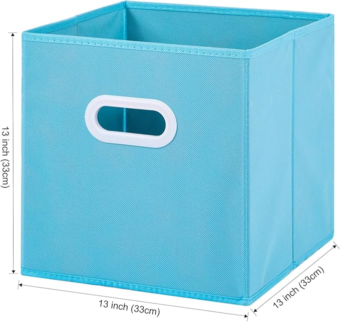 Stero Fabric Storage Cubes Bins, 13 inch Fun Colored Foldable Storage Baskets with Dual Plastic Handle for Home, Kids Room, Closet and Toys Organization, Multi Colored, Set of 6