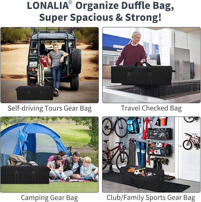 36 Inch Large Duffle Bag for Travel - 100L Extra Large Heavy Duty Duffel Bag with 2 Sides Handles, Sport Equipment Storage Bag for Camping-Black