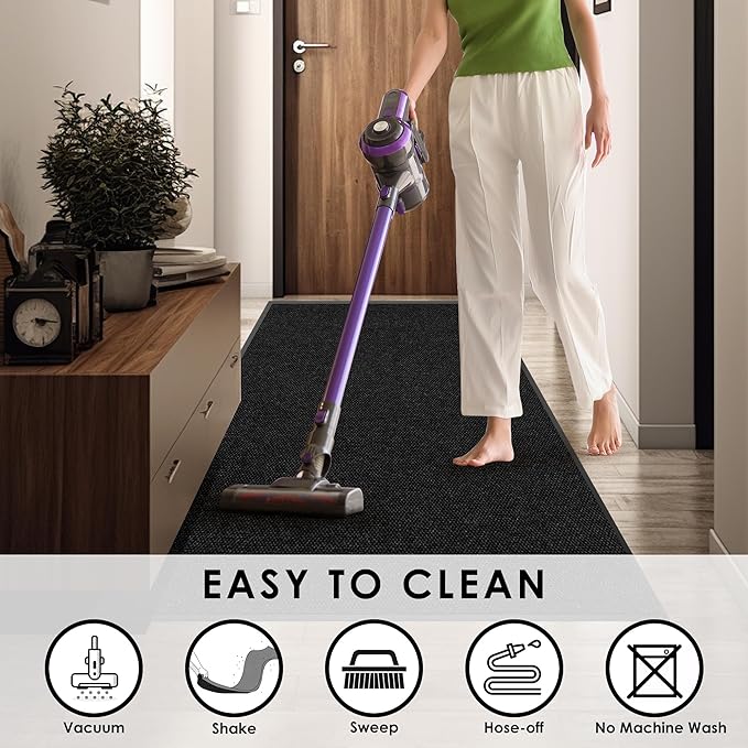 2′ x 21′ Front Door Mat Indoor Outdoor Entrance, Commercial Floor Mat Heavy Duty Dirt Trapper Entryway Doormat, Custom Size Non Slip Rubber Backing Welcome mat, Door Mat for High Traffic Area