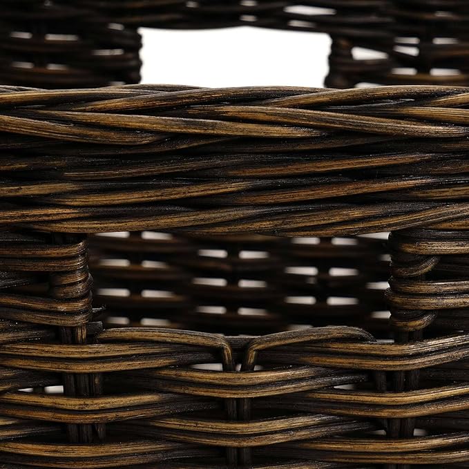 The Basket Lady Tall Rectangular Wicker Storage Basket, Small, 16.5 in L x 10.5 in W x 10.5 in H, Antique Walnut Brown