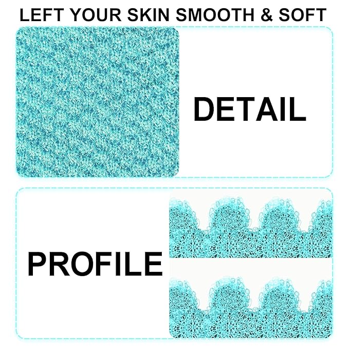 Evridwear Exfoliating Gloves for Shower, 100% Nylon Thick Soft Medium Heavy Bathing Gloves Dead Skin Remover Body Scrubber Smooth Skin with Hang Loop, Angel Blue