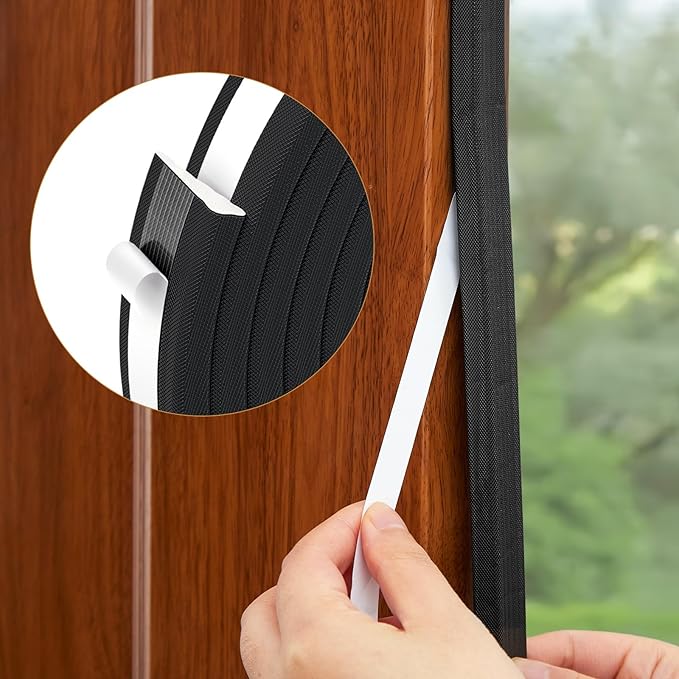 QDiShi 196" Wedge-Shape Weather Stripping Door Seal Weatherproof Foam Seals Self Adhesive Insulation Anti-Collision Strip Soundproofing Frame Insulation Tape Fits 0.13-0.31" Gaps(Black)