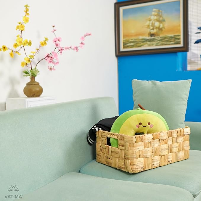 Vatima Jumbo Wicker Storage Basket, Large Hyacinth Organizer, 16.9x12.1x7.1H Inches - Ideal for Home Shelving and Pantry Storage