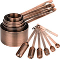 Copper Measuring Cups and Spoons Set, Stainless Steel Measuring Cups and Spoons Set 12, Metal Measuring Cups Set, 5 Copper Measuring Cup Set and 6 Copper Measuring Spoons &Leveler for Kitchen