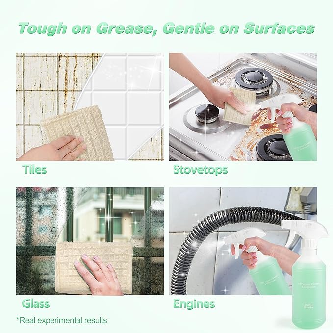 Kitchen Cleaner Spray, All Purpose Cleaner Kit, StoveTop Cleaner, Multi Purpose Cleaner Degreaser Tablets for Multi-Surfaces, Kitchen, Countertops, Ovens, Fresh Lime Scent, No-rinse Formula,192oz