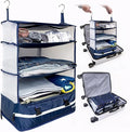 Grand Fusion Stow-N-Go Travel Luggage Organizer – Portable Hanging Travel Shelves, Carry-On Closet Organizer, Hanging Packing Cubes, Collapsible Carry-On Organizer for Cruises & Hotels. Blue - XL