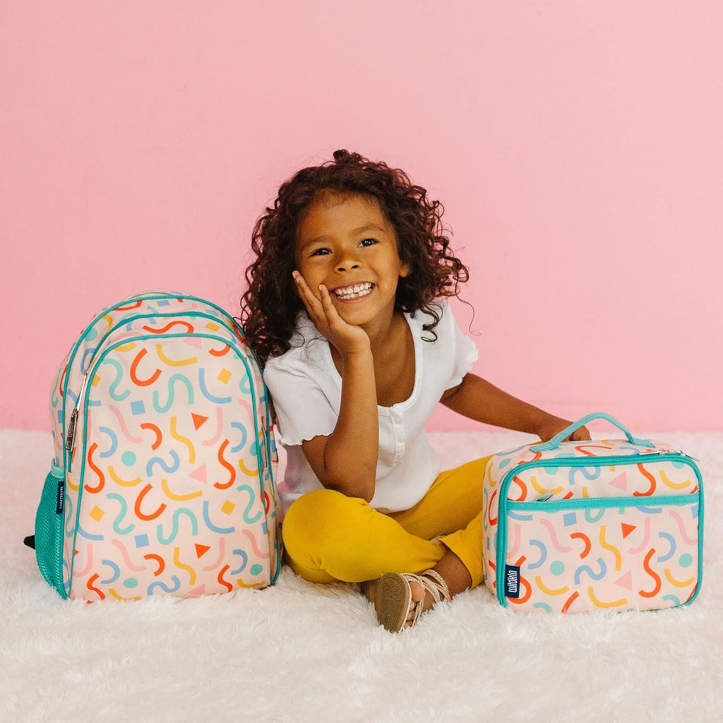Wildkin Kids Insulated Lunch Box – Durable and Reusable for School & Travel - Confetti Peach