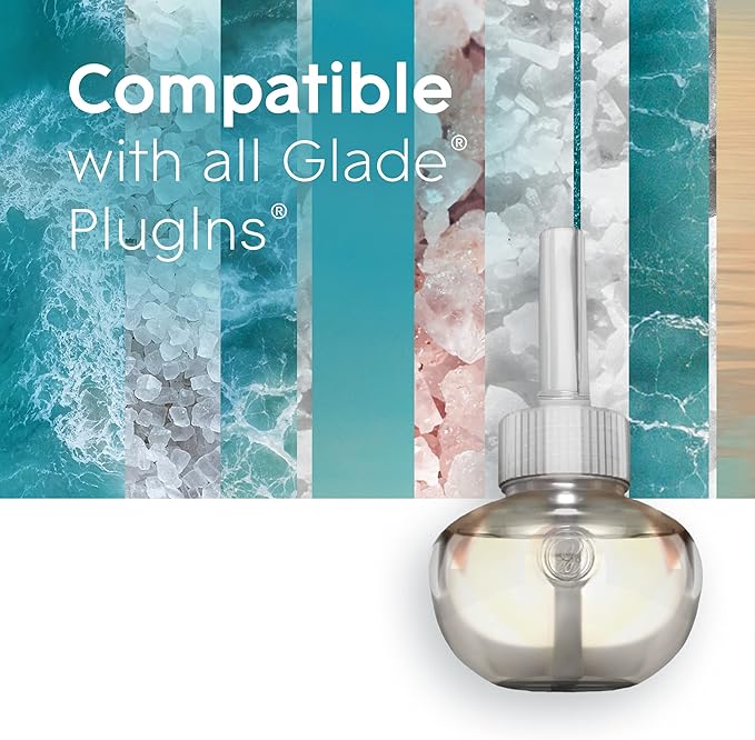 Glade PlugIns Refills Air Freshener, Sky & Sea Salt, Scented and Essential Oils for Home and Bathroom, 0.67 Fl Oz, 10 Count