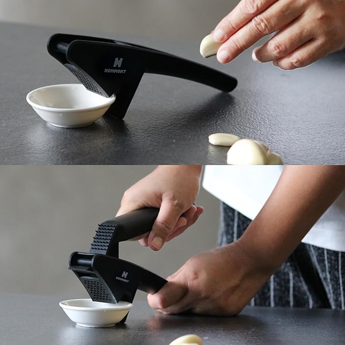 XPress | All-In-One Garlic Press Easy to Use & Clean, Effortlessly Squeeze Garlic Mincer, Durable Nylon Plastic Garlic Crusher, No Peel Needed & No Smelly Fingers
