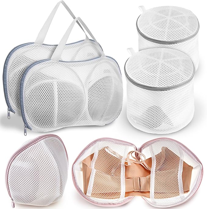SATINIOR 6pcs Large Bra Lingerie Wash Bags for Laundry Delicates Bra Washer Protector with Zipper, Mesh Fabric, Fits All Cups Anti Deformation Cleaning and Drying Delicates for Washing Machine
