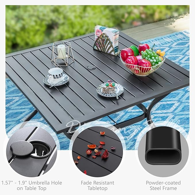 PHI VILLA 37" Patio Table for 4, Metal Outdoor Dining Table