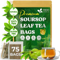 FreshDrinkUS, Premium 75 Soursop Graviola Leaf Tea Bags, 100% Natural and Pure from Soursop Leaves, Handmade, Made With Natural Materials-Corn Fiber Tea Bag, Sugar/ Caffeine/ Gluten Free, Hoja Guanabana Tea