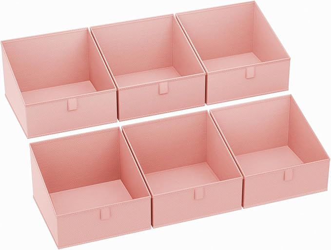 DIMJ Closet Organizers Bins Storage - Foldable Fabric Cubes Clothing Organization,6 Pack,Pink