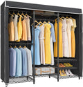 VIPEK V5C Covered Clothes Rack Heavy Duty Portable Closet Wardrobe, Freestanding Black Metal Clothing Rack with Black Dustproof Cover, Adjustable Custom Closet Rack, 57.9"L x 17.3"W x 76.4"H (Medium)
