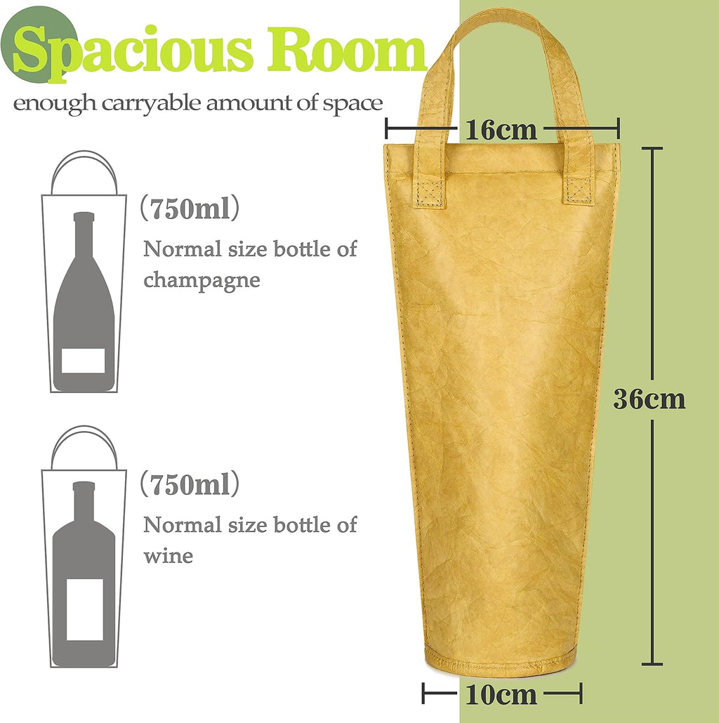 Tirrinia Single Wine Carrier Tote, Insulated Wine Cooler Bag for Travel, Picnic, & Wine Gifts – Thermal Padded Wine Bottle Holder Tote for Men & Women, Wine Gift for Wine Lovers, DuPont Paper
