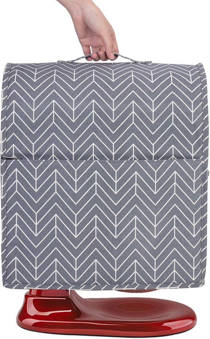 Yarwo Dust Cover for 6-8 qt Stand Mixer, Protective Stand Mixer Cover with Top Handle and Pockets for Extra Accessories, chevron